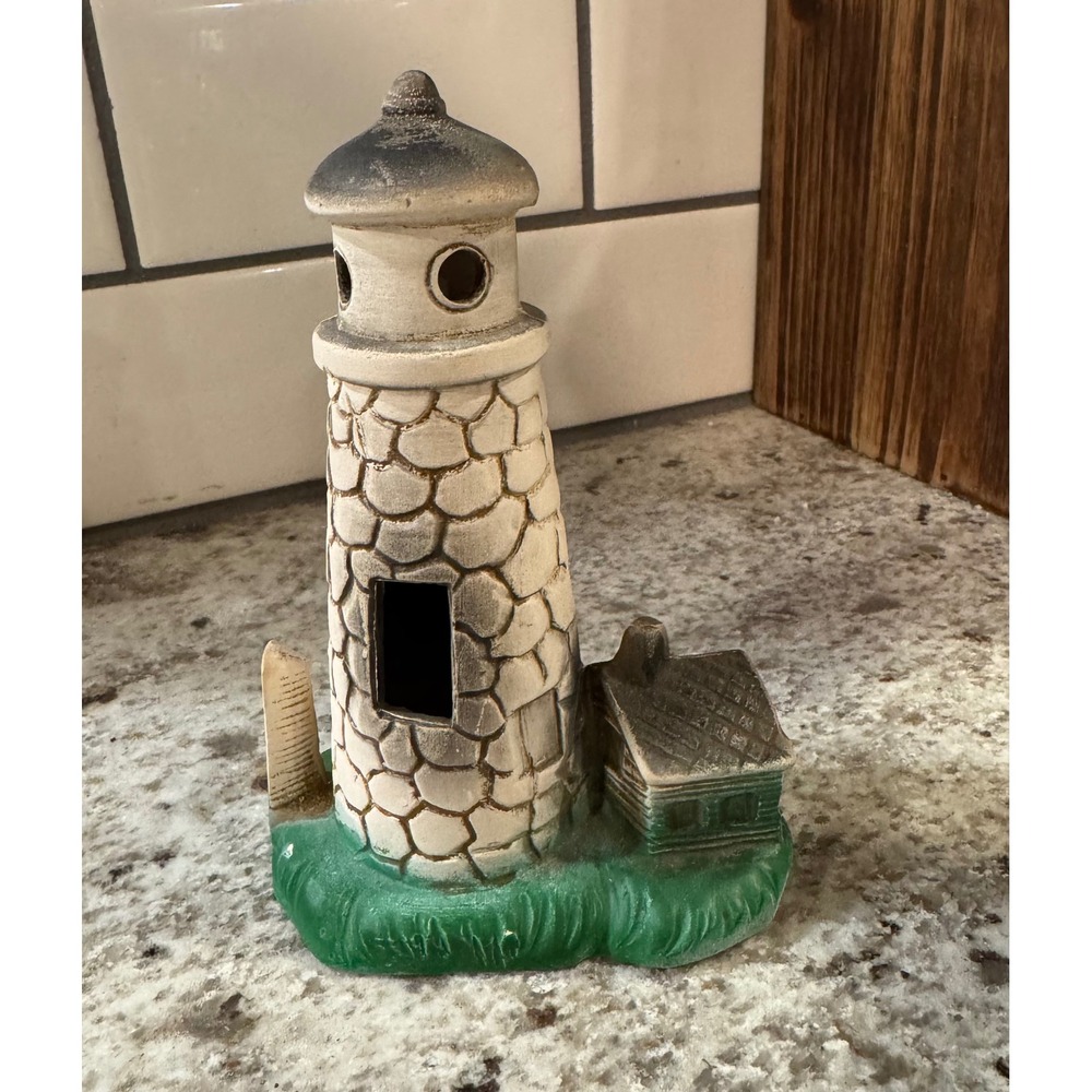 Vintage Ceramic Lighthouse Figurine Keeper Cottage Made in Japan Nautical Decor